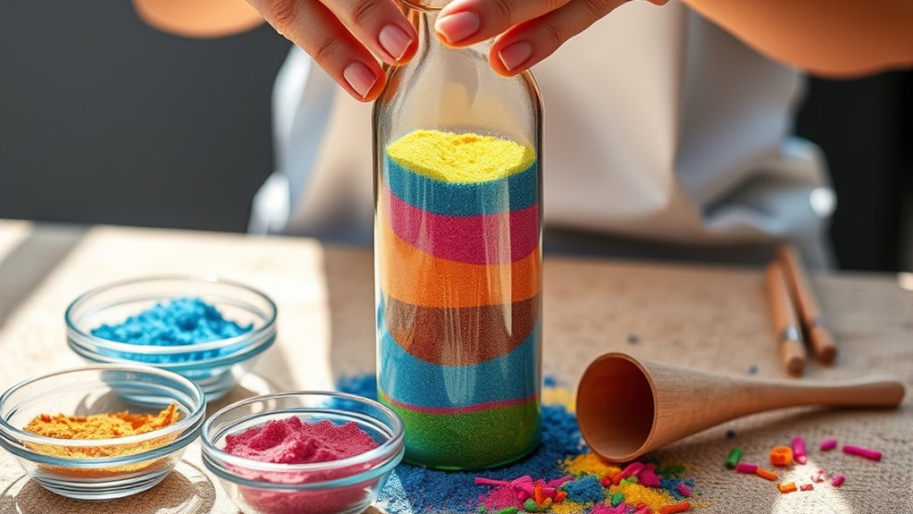 create colorful layered bottles