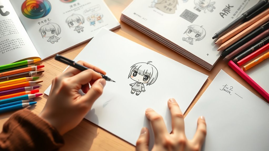 exaggerated cute character proportions