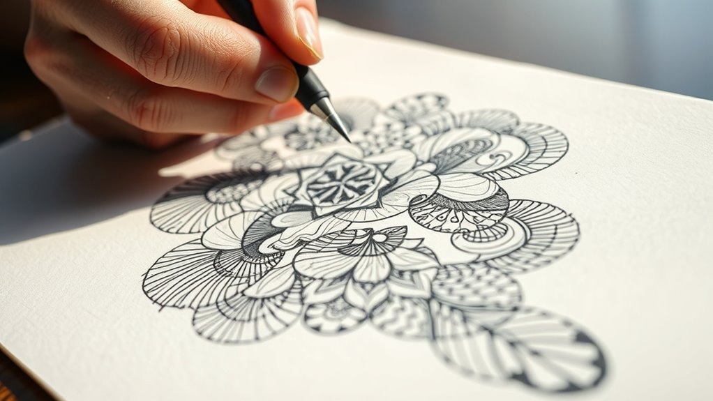 intricate patterned mindful drawing